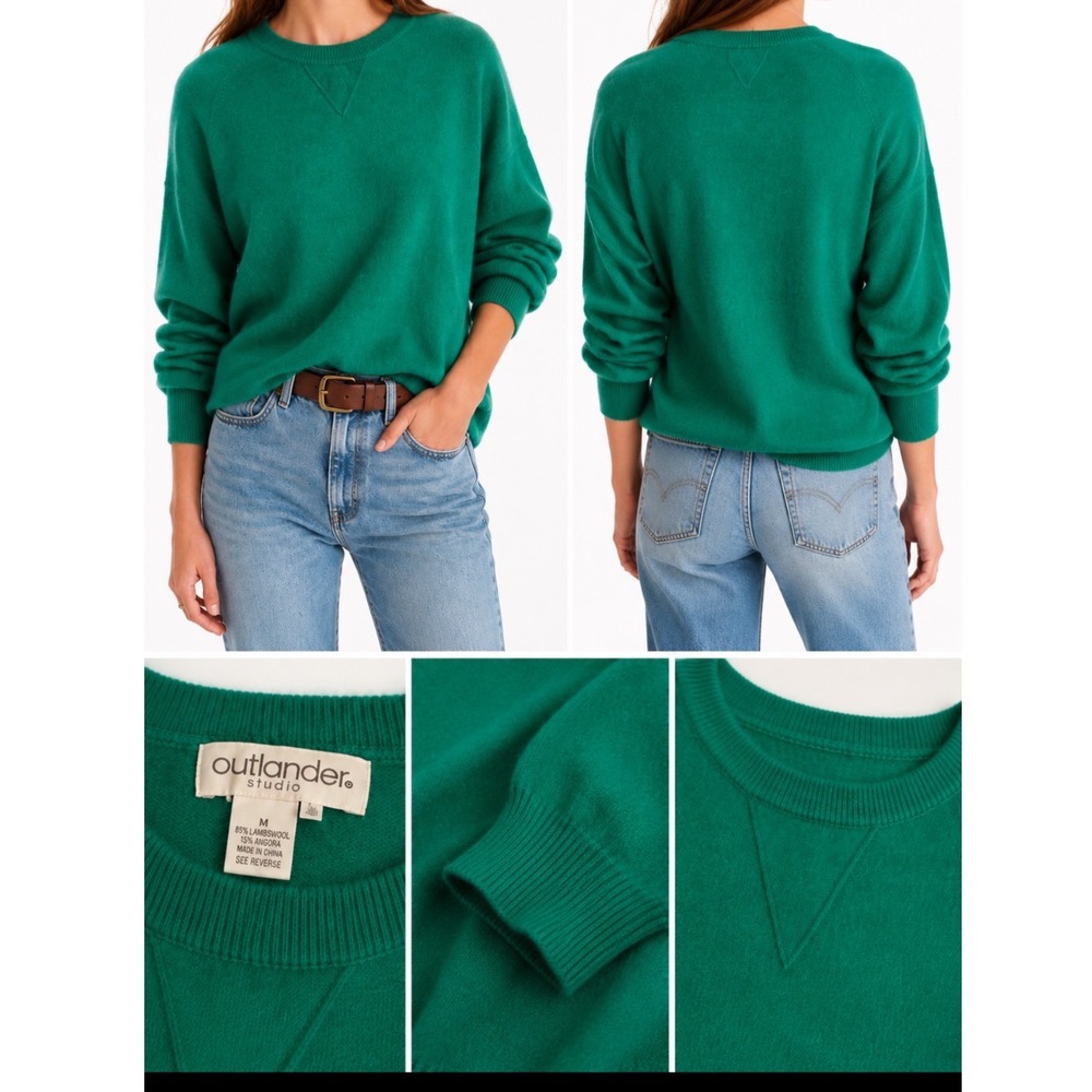 VTG 90s Y2K Outlander Studio Kelly Green Lambswool Angora Slouchy Sweater OVZS-M